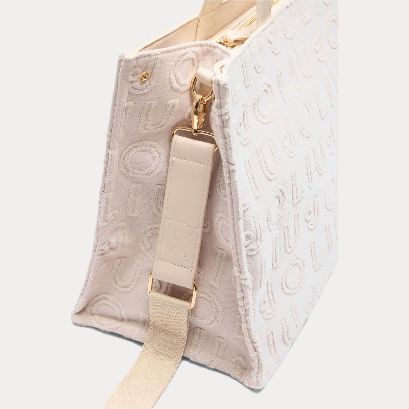 LIUJO - BORSA BEIGE TOTE MONOGRAM JACQUARD