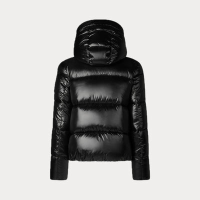 SAVE THE DUCK - PIUMINO DONNA NERO BIDDY CON CAPPUCCIO