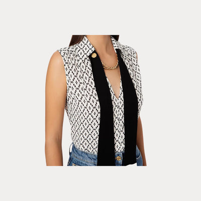 Blusa Donna con foulard a contrasto