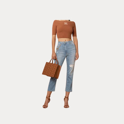 ELISABETTA FRANCHI- Jeans Donna in cotone con accessorio dorato