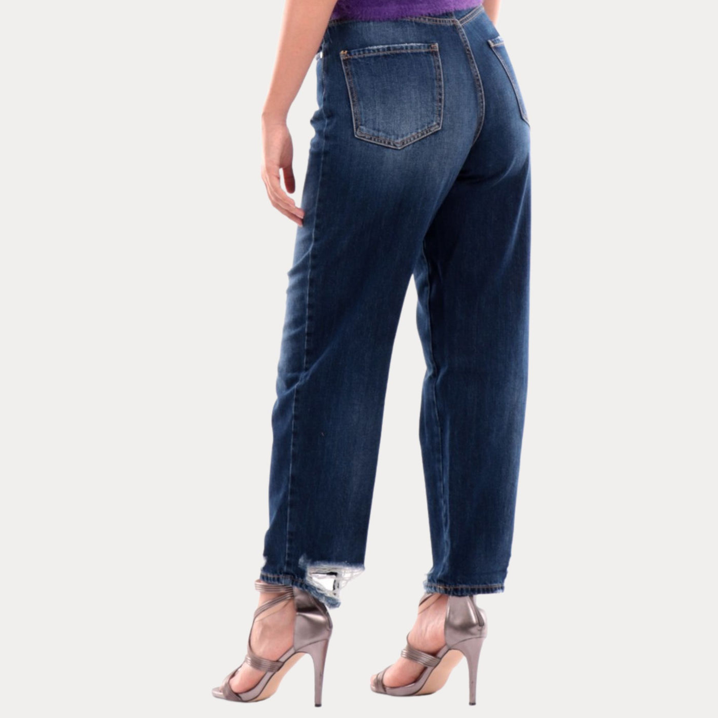Jeans Donna effetto usured a vita alta