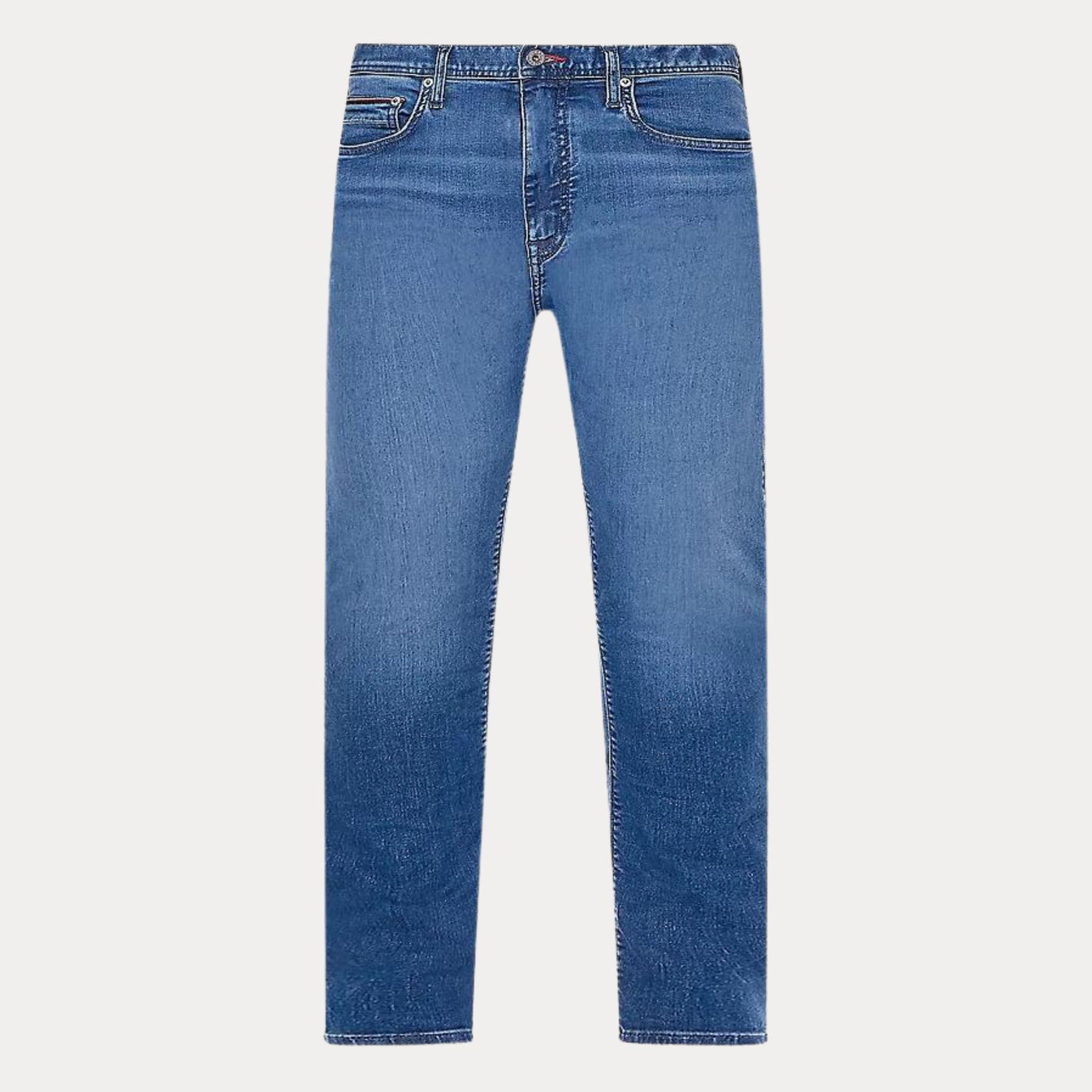 jeans uomo firmato tommy Hilfiger con passanti cintura, lavaggio leggermente sbiadito e dalla vestibilità slim. 