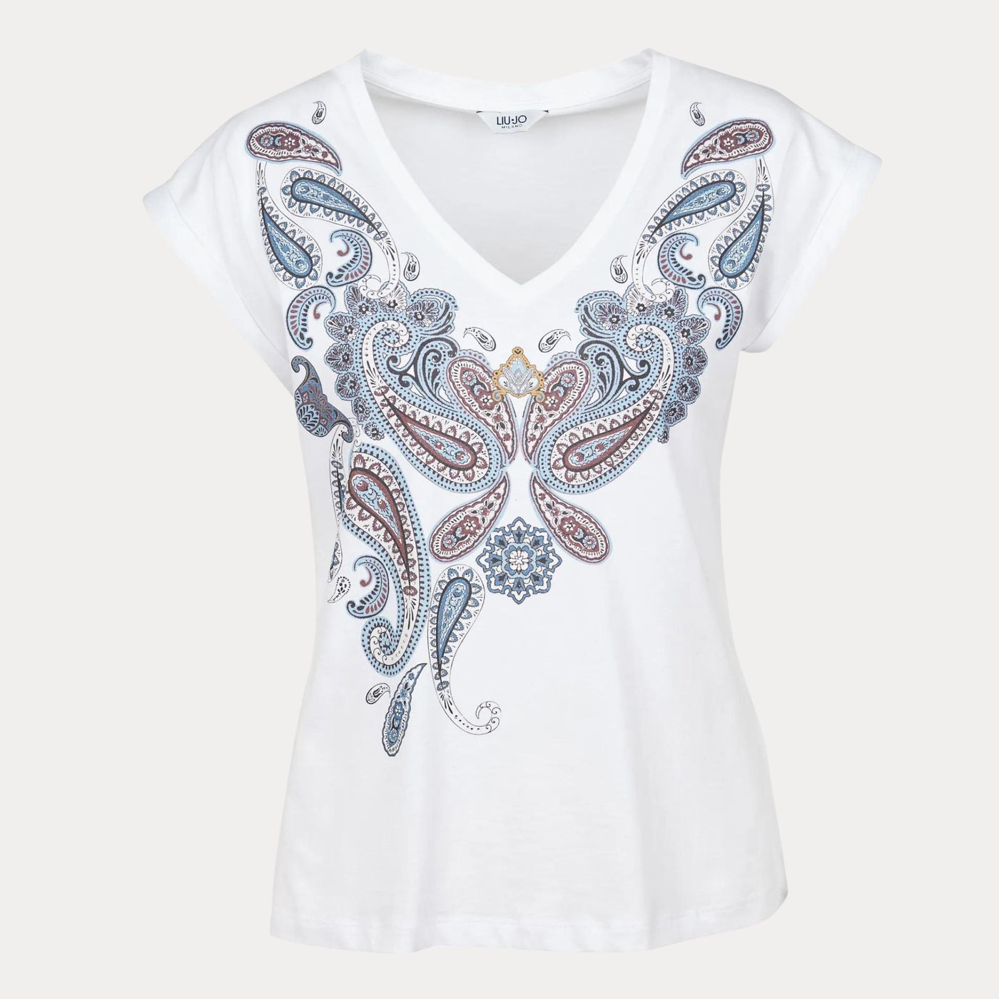 T-shirt Donna stampa frontale con strass