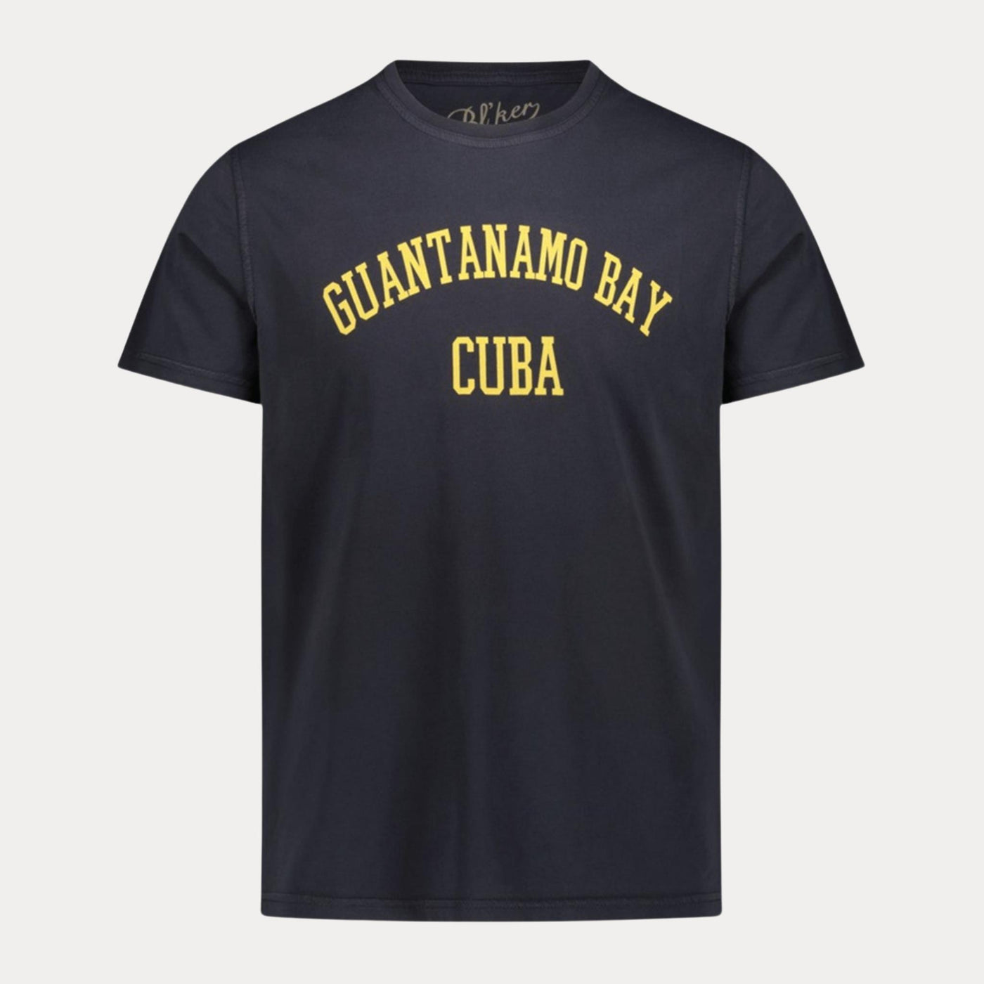 T-shirt Uomo in tinta unita con scritta in contrasto navy