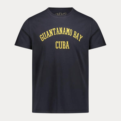 T-shirt Uomo in tinta unita con scritta in contrasto navy