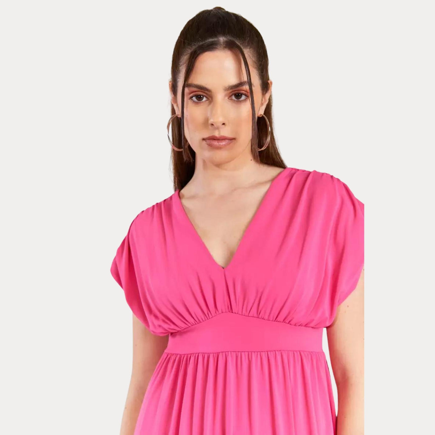 abito donna kaos doppio scollo a v fuxia dettaglio