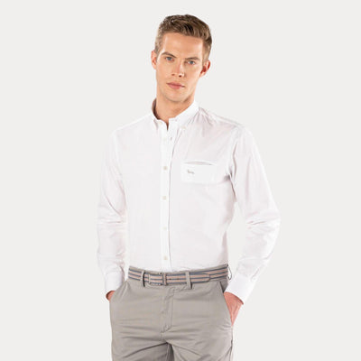 camicia bianca uomo con polsini con retro a contrasto