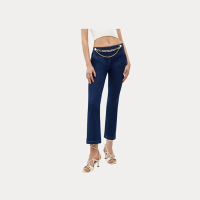 Jeans Donna con catena dorata in vita