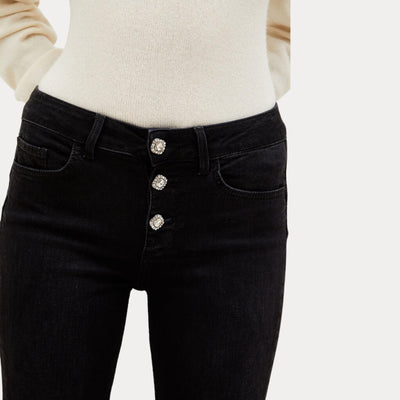 Jeans Donna skinny con salpa logata nero retro