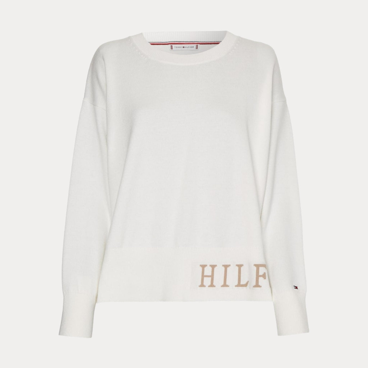 Pullover Donna in cotone con retro allungato bianco