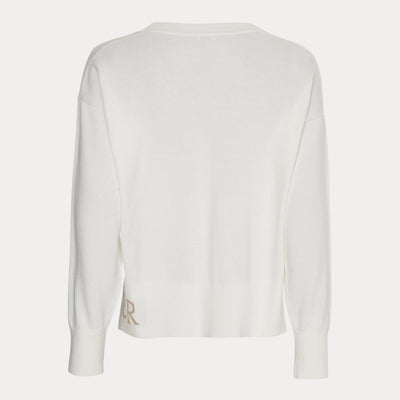 Pullover Donna in cotone con retro allungato bianco retro