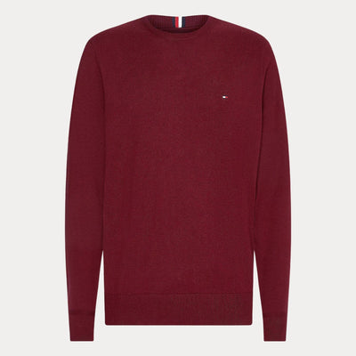 Pullover Uomo girocollo in misto cotone e cashmere bordeaux