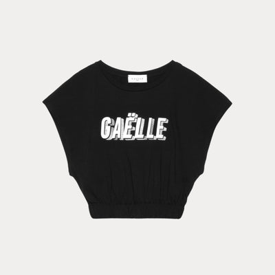 GAELLE- T-shirt Donna con elastico in vita e logo frontale